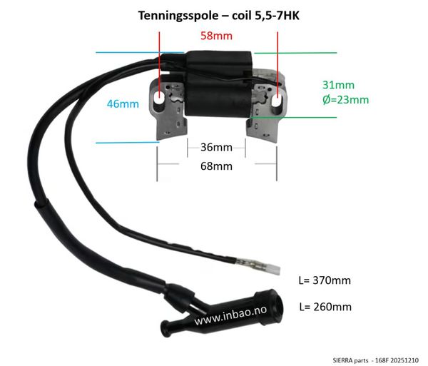 Tenningsspole - coil  6,5HK